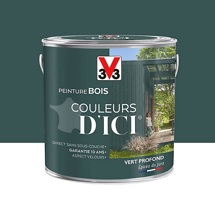 Peinture extérieure bois Couleurs d'ici vert profond Velours V33 2L