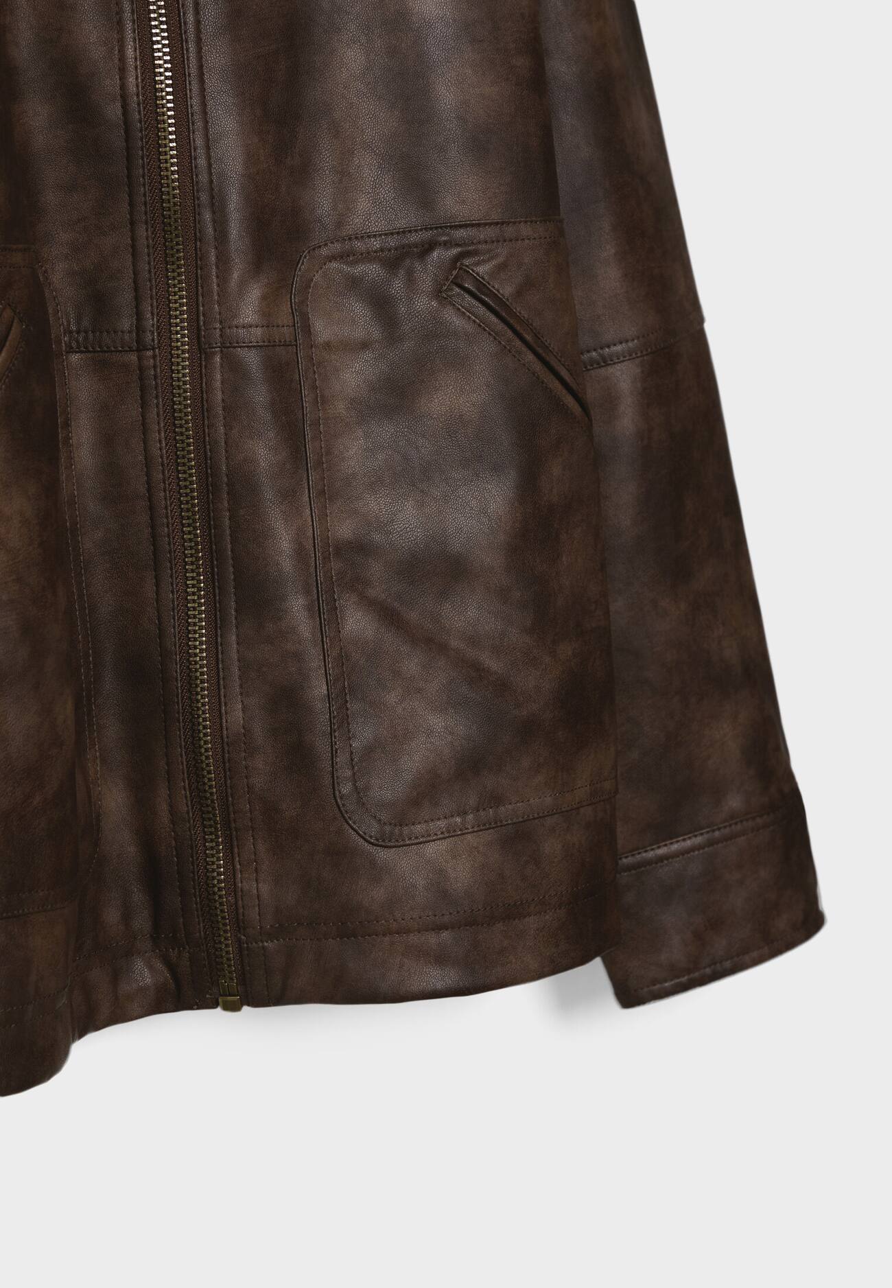 Jaqueta oversized de couro sintético