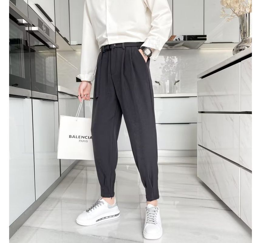 DuckleBeam - Mid Rise Plain Cropped Tapered Dress Pants