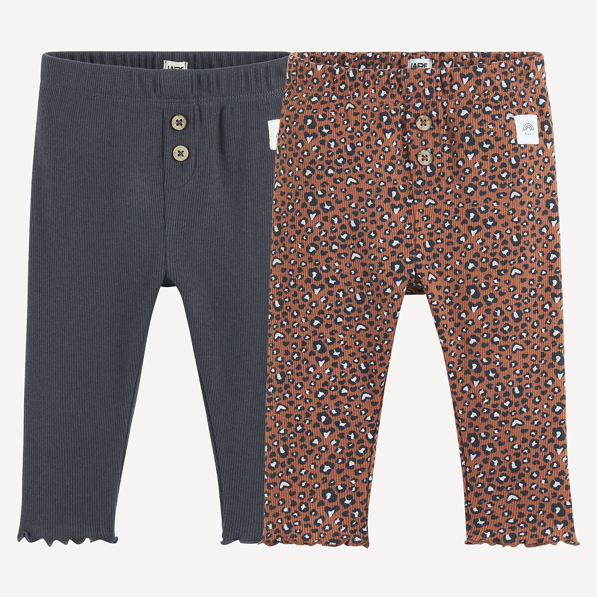 COLEÇÃO LA REDOUTE<br>Conjunto de 2 leggings caneladas