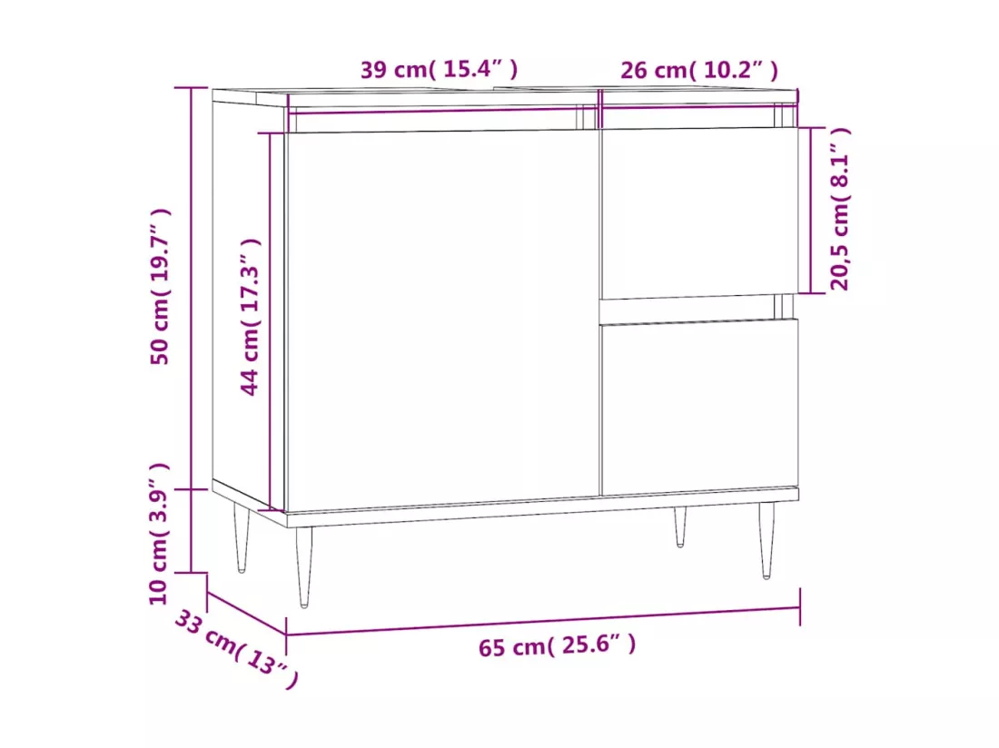Armoire de salle de bain blanc brillant 65x33x60 cm