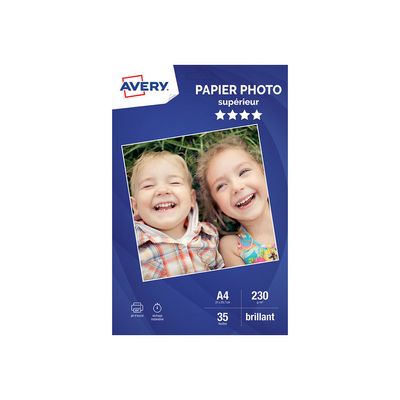 Avery - Papier Photo brillant - A4 - 230 g/m² - impression jet d'encre - 35 feuilles