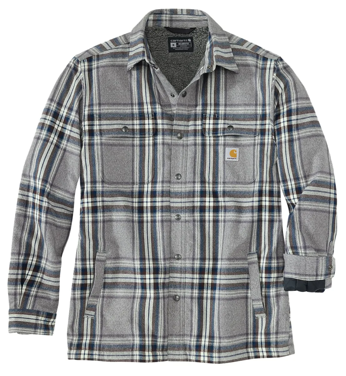 Carhartt Men's Flannel Sherpa Lined Shirt Jacket Asphalt