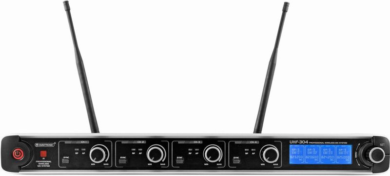 Omnitronic UHF-304 4-kanaals draadloos microfoonsysteem