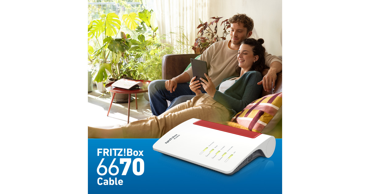FRITZ!Box 6670 Cable Edition International router  (Wit/rood)