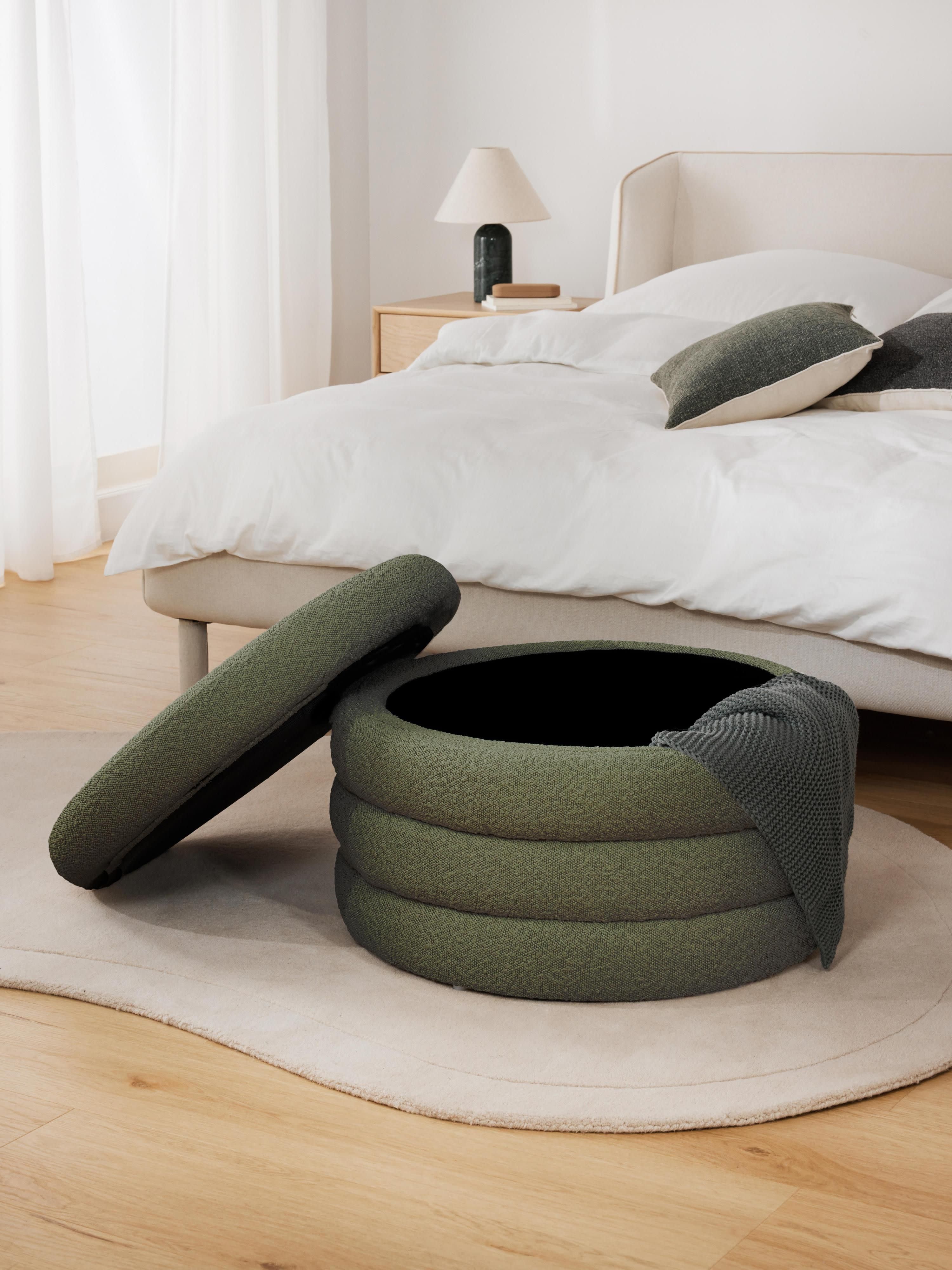 XL bouclé poef Alto met opbergruimte