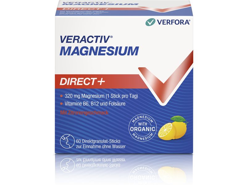 Veractiv Magnesium Direct  Zitrone 60 Stück Magnesiumpräparat mit drei B-Vitaminen