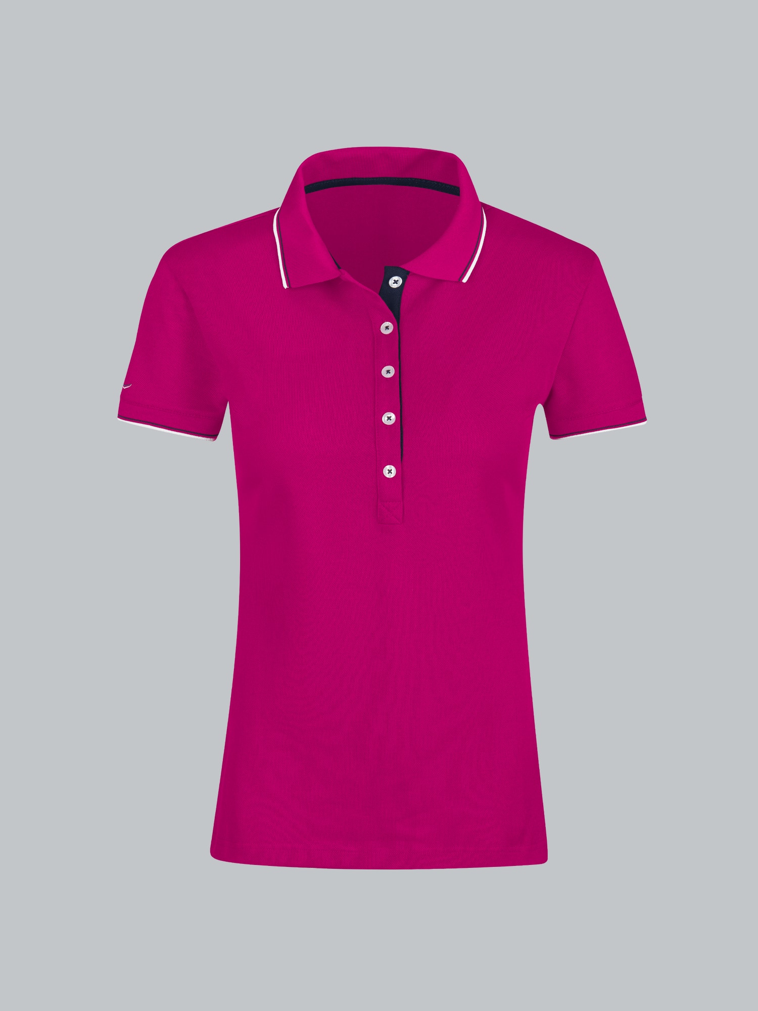 Slim Fit Poloshirt mit langer Knopfleiste Magenta