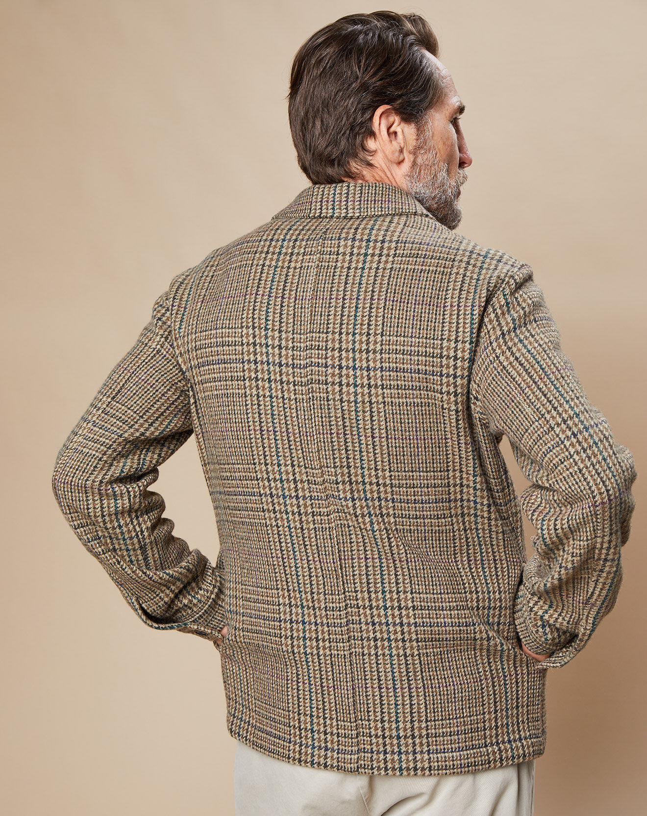 Hartford Blouson en Laine mélangée Dayton piedd-de-poule kaki/charcoal/noix