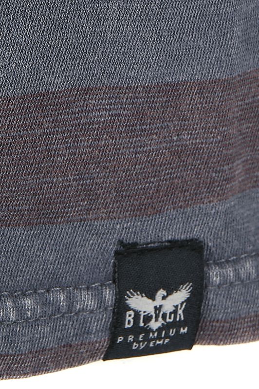 T-Shirt Gris Avec Rayures Horizontales Et Ras-Du-Cou | Black Premium by EMP T-Shirt Manches courtes