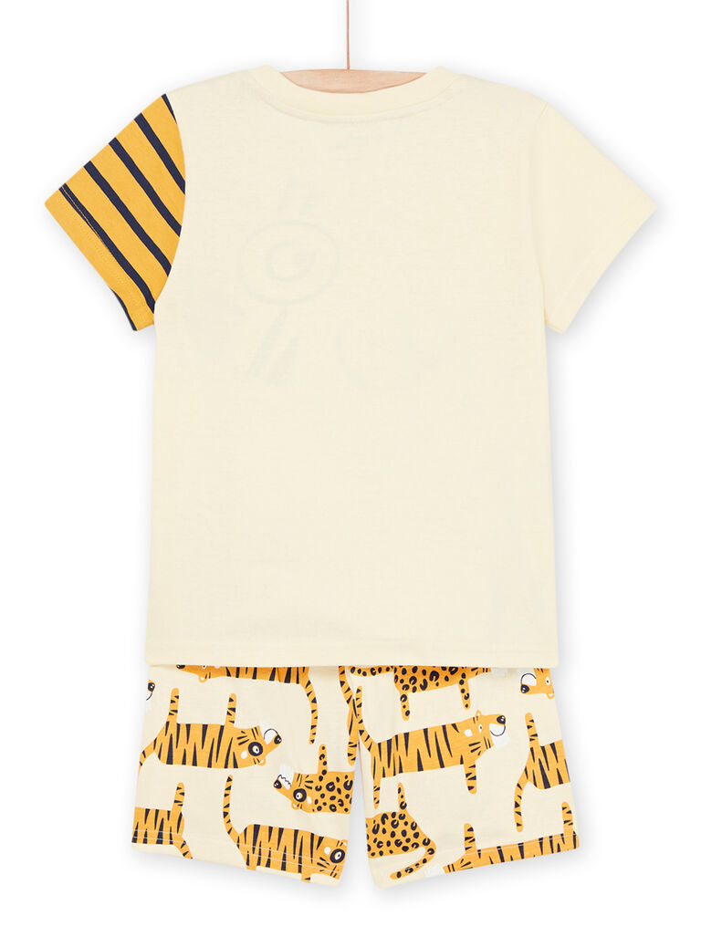 Pyjama jaune pâle à motifs et imprimé tigres