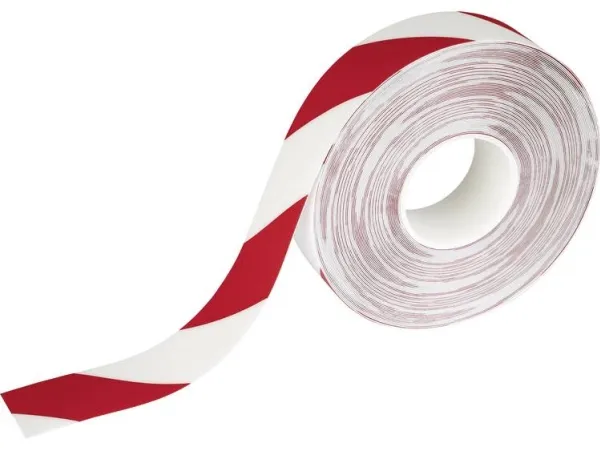 Advarselstape Duraline Strong 50mm x 30m 0,7mm rød/hvid - (30 meter pr. rulle)