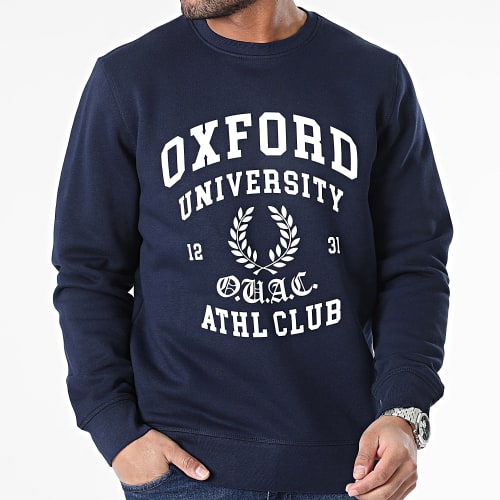 Sweat Crewneck Oxford Bleu Marine Blanc
