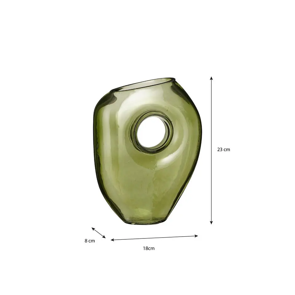 Mica Decorations Jay Vaas - L18 x B7,5 x H22,5 cm - Glas - Lichtgroen