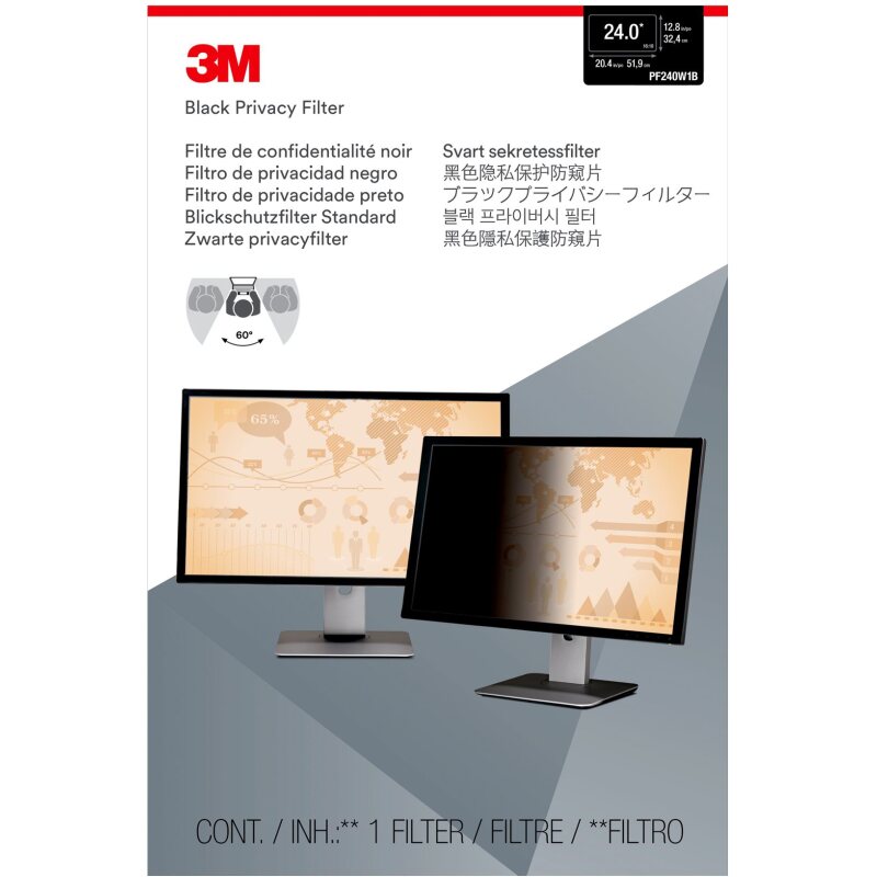 3M Filtre de confidentialité pour moniteur 24 po (609 mm), 16:10, PF240W1B