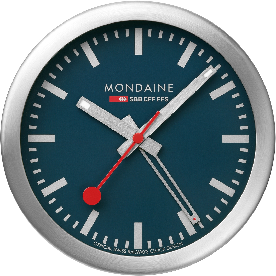 Mondaine Tischuhr mit Alarm Blau Ø 12.5cm