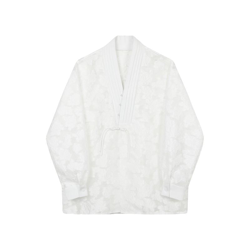 Bjorn - V-hals jacquard kikkerknoopjasje