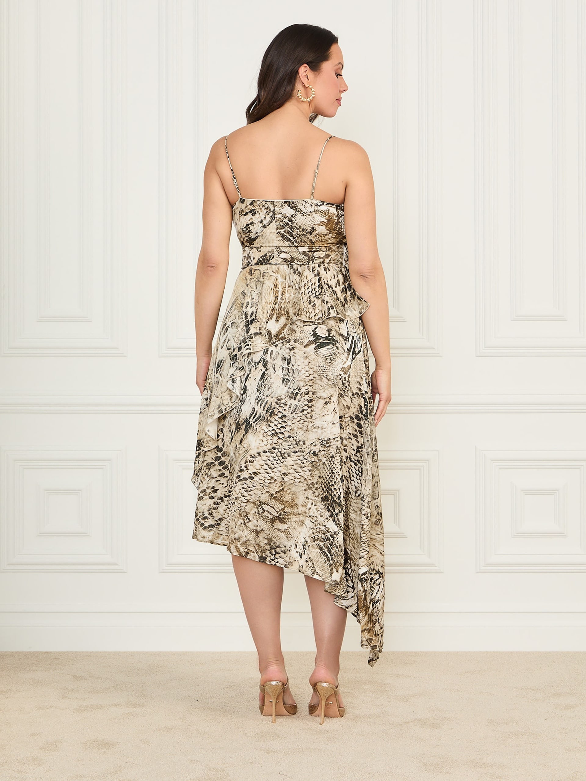Vestido assimétrico estampado Eco Giselle