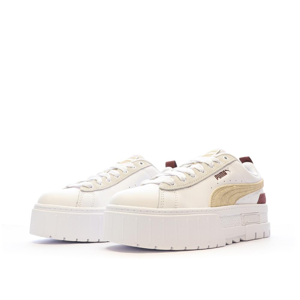 Puma Baskets Blanches/Bordeaux Femme Puma Mayze