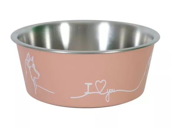 Ecuelle antidérapante rose pour chiens Love dog 400 ml