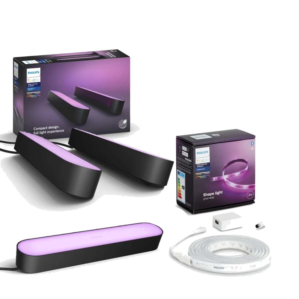 Philips Hue - Play Light Bar 2-Pack & Play Light Bar & Lightstrip Plus Starter Kit2 meter - Bundle