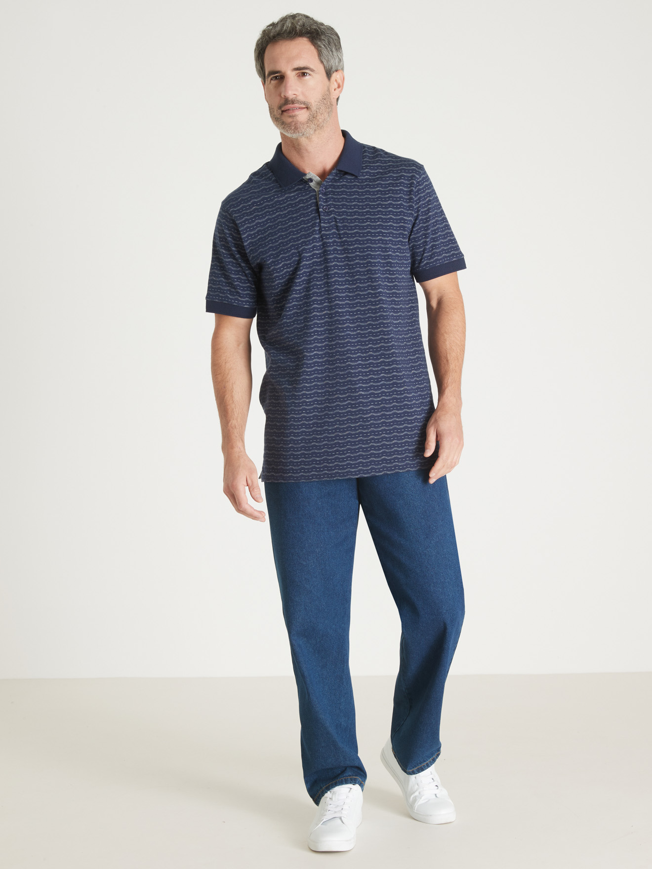 Polo manches courtes à motif jacquard