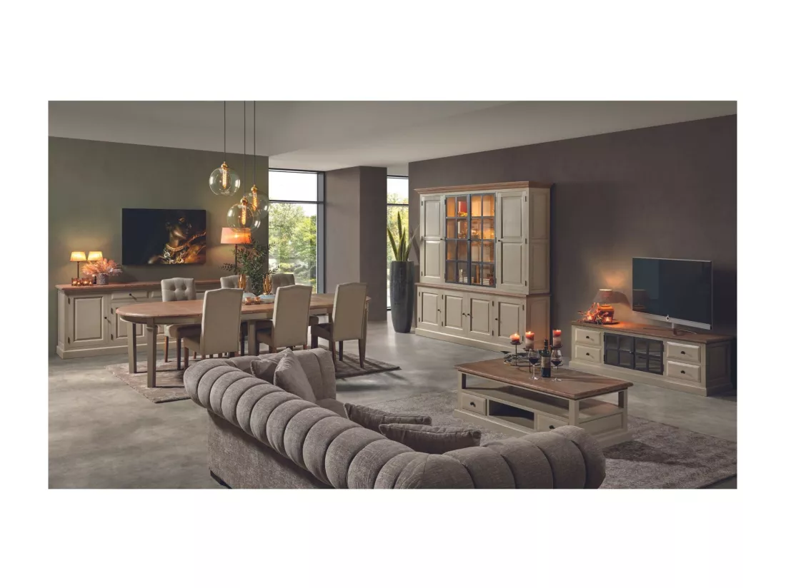 Buffet vaisselier en bois 4 portes éclairage LED - VILLAS
