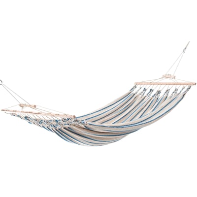 Doppelhängematte Baumwolle, Beige-Blau