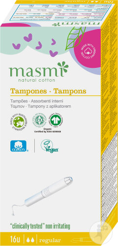 Masmi Tampon Regular Coton Bio + Applicateur 16 Pièces