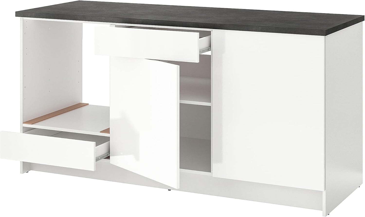 IKEA KNOXHULT Unterschrank mit Türen und Schublade, 180 cm, Weiß Hochglanz