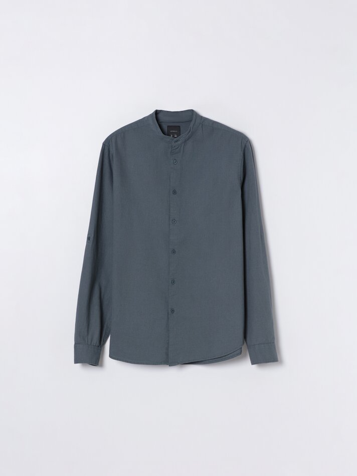 Camisa de algodão e linho - Verde Grama
