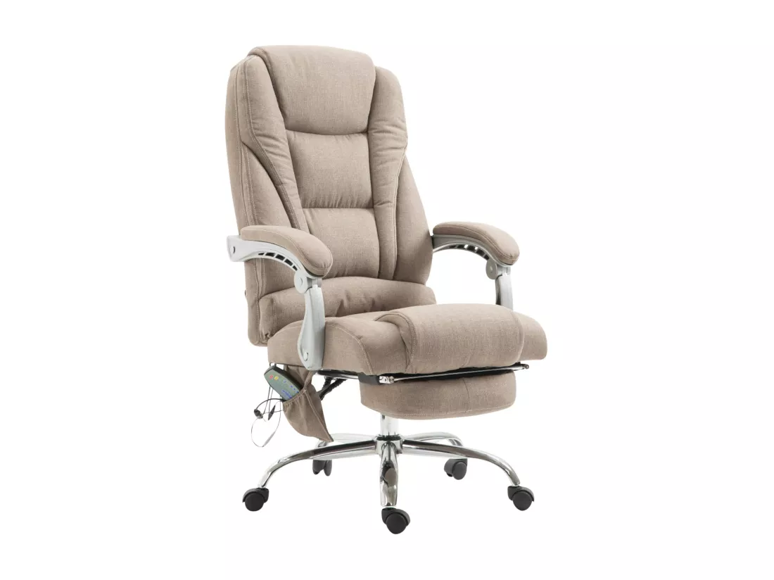 Chaise de bureau - Tissu & Métal chromé - Taupe - Pacific