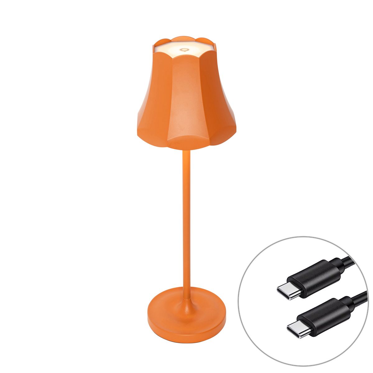 Retro tafellamp oranje oplaadbaar IP44 - Granny