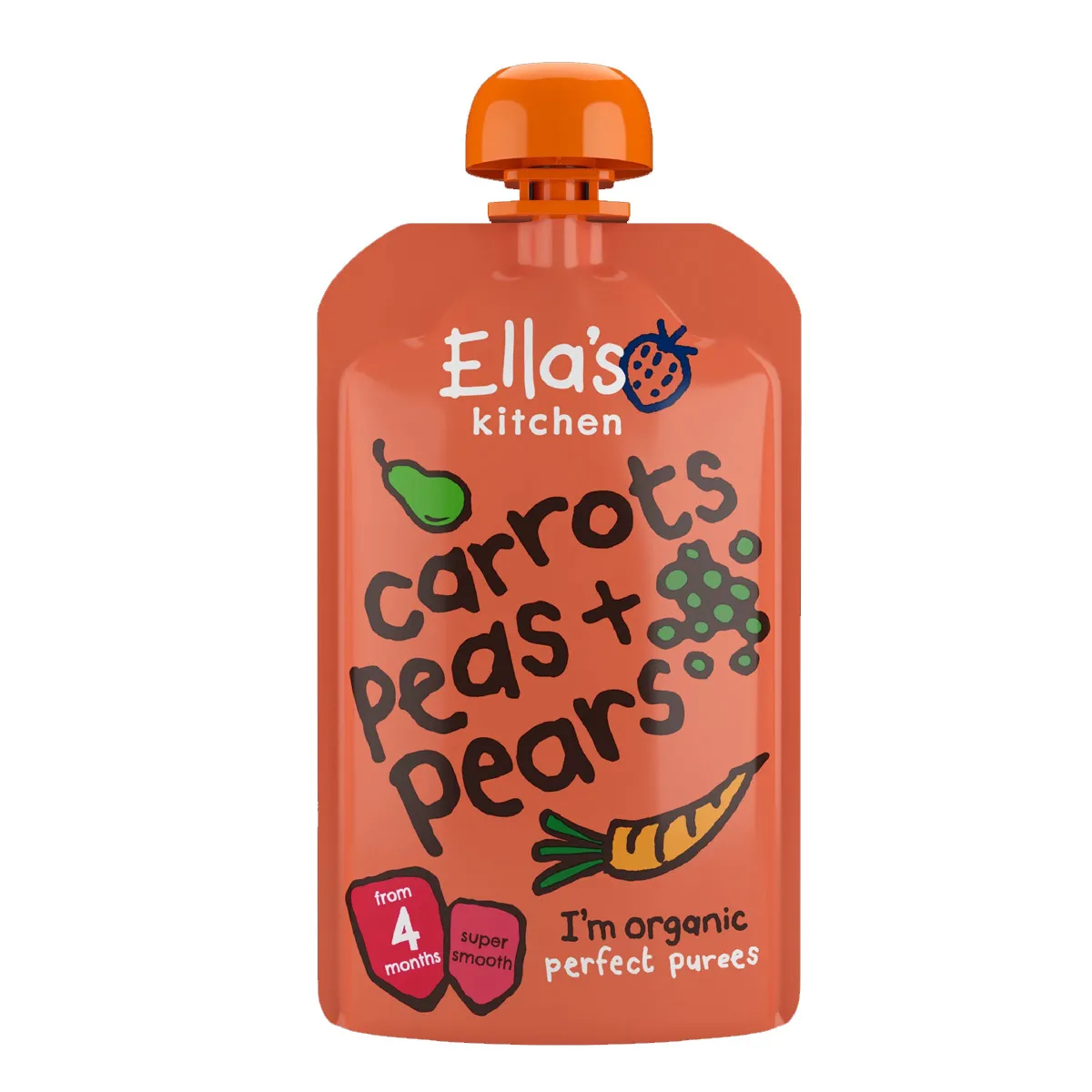Ella's Kitchen Gulerod, Ærter og Pære 4  mdr. Ø - 120 g.
