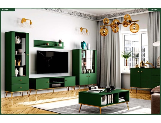 OTITEC - Armoire vitrine - h.190 x l.55 x p.40 cm - sapin