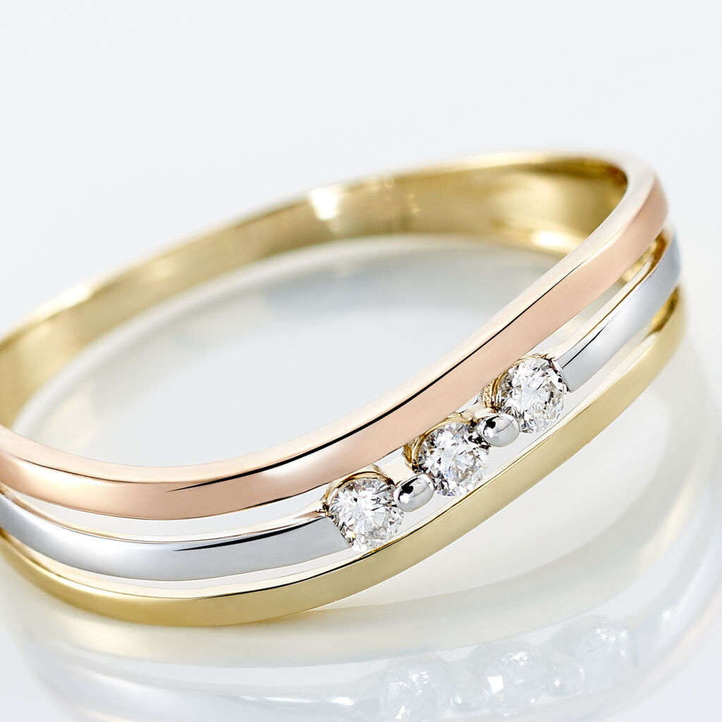 Bague Troyen Or Tricolore Diamant