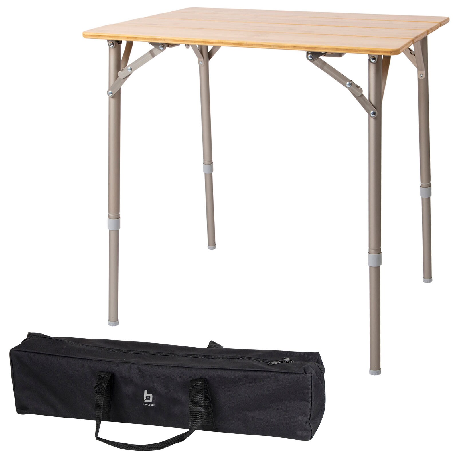 BO-CAMP Camping Gartentisch Klapptisch Falttisch Klappbar verstellbar Alu Bambus Größe: 50 x 65 cm