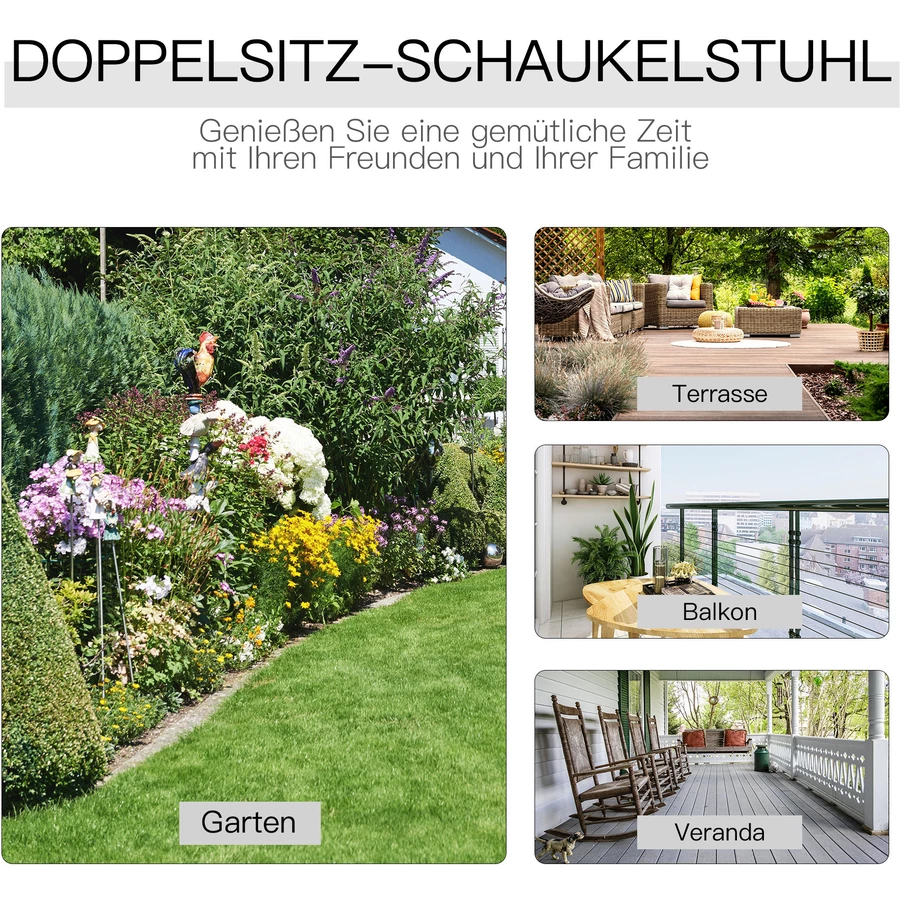 Outsunny Gartenbank mit Tisch grau, braun