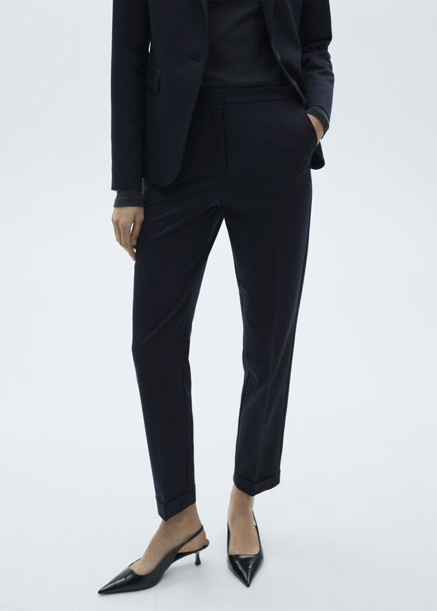 MANGO Straight suit trousers Navy