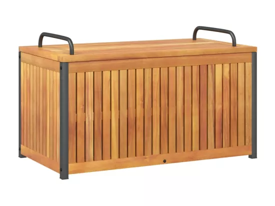 Boîte à coussins d'extérieur bois d'acacia solide et acier