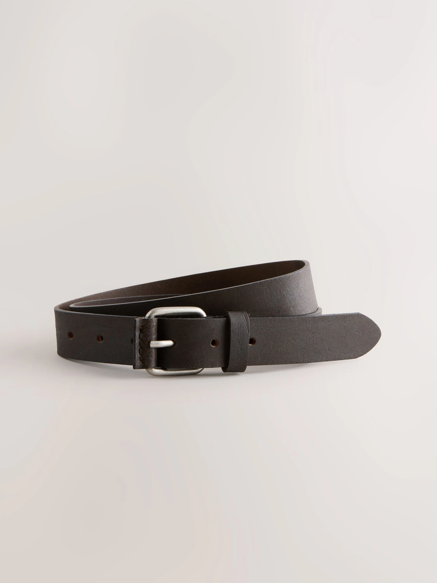 Chocoladebruin - Roller Tab Casual Leather Belt