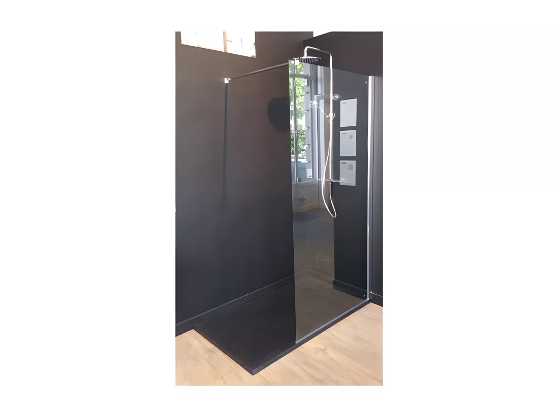 Receveur de douche 70 x 90 cm extra plat PIATTO en SoliCast® surface ardoisée noir
