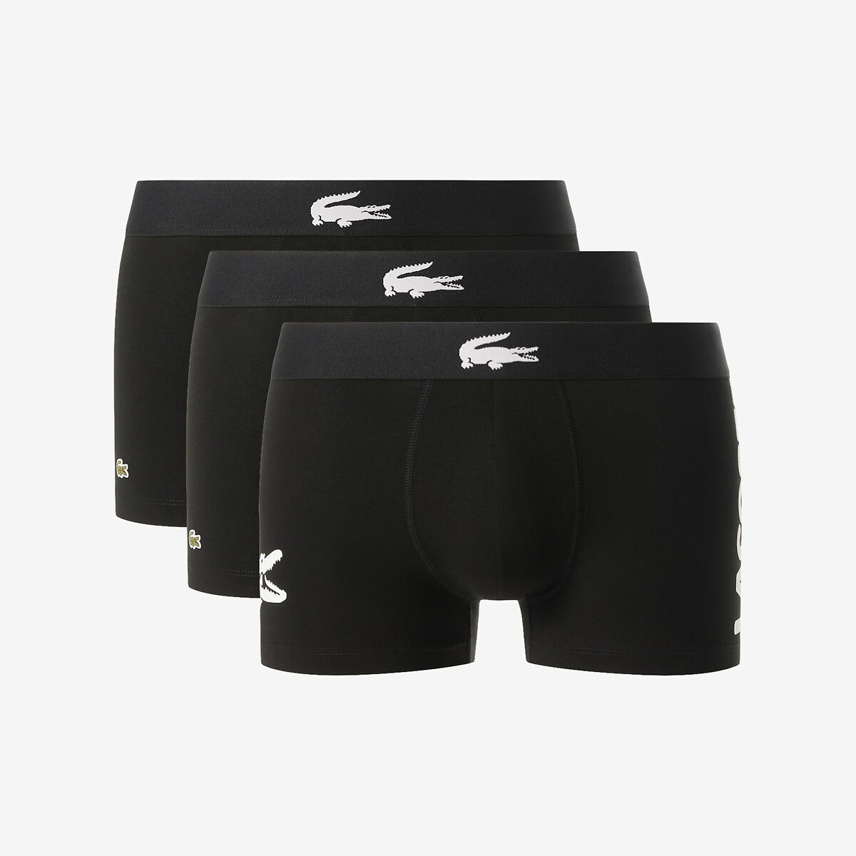 LACOSTE<br>Conjunto de 3 cuecas boxer em algodão elástico estampado