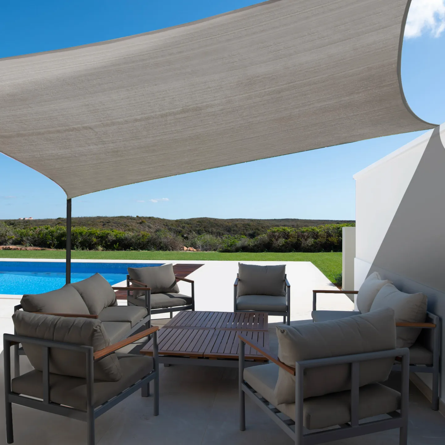 Voile d'ombrage rectangulaire 4x6 M gris clair