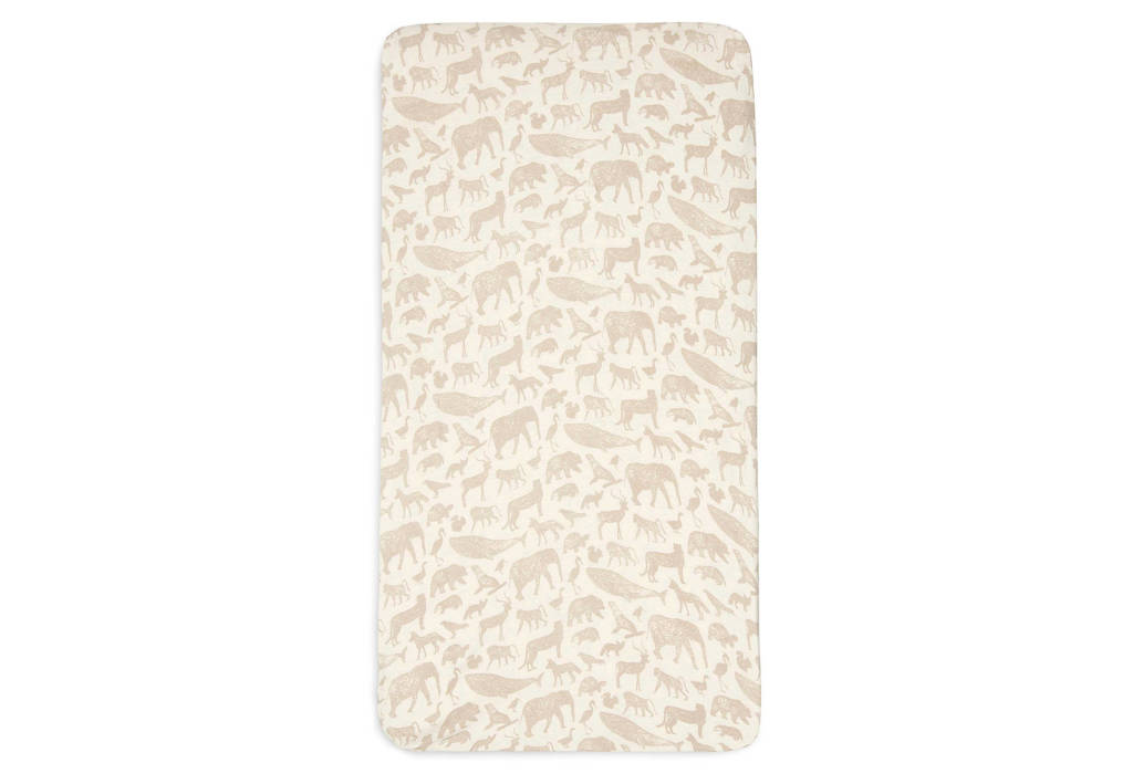 katoenen jersey wieg hoeslaken 40/50x80/90cm Animals - Nougat