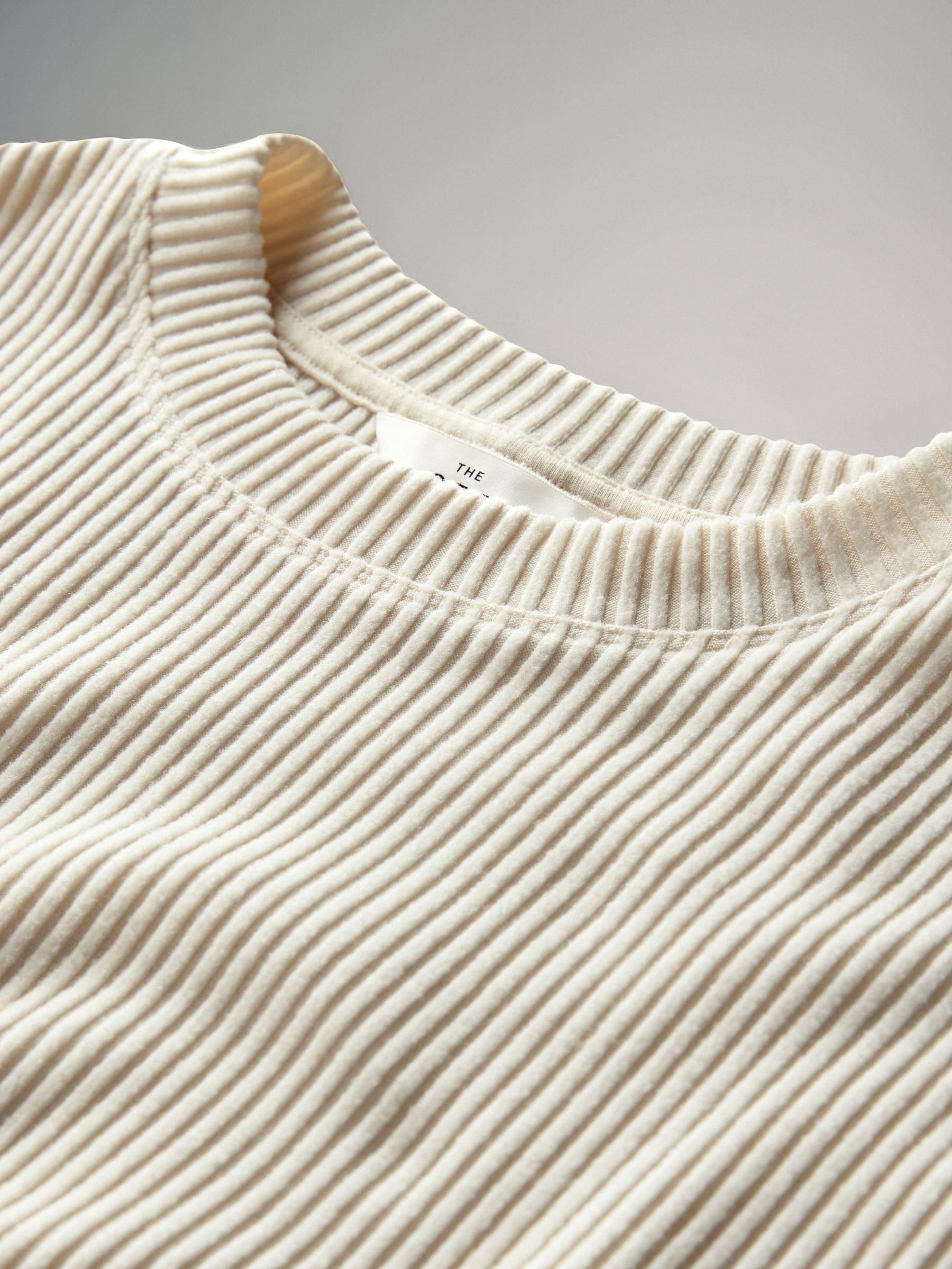 Crème - The Set Soft Rib Crew Neck Sweatshirt and Cuffed Joggers Lounge Set