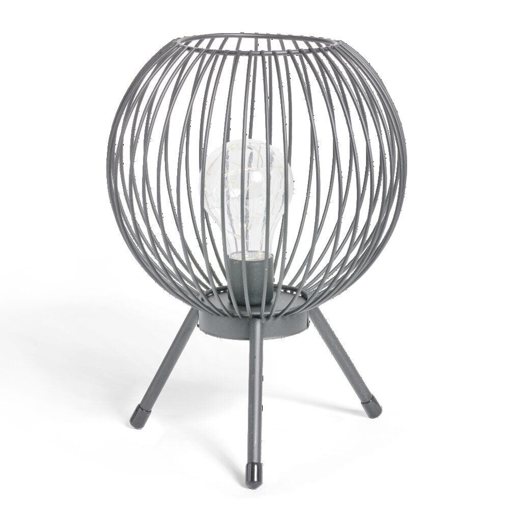 Lanterne LED ajourée sur pieds métal noir Ø18xH24,5cm