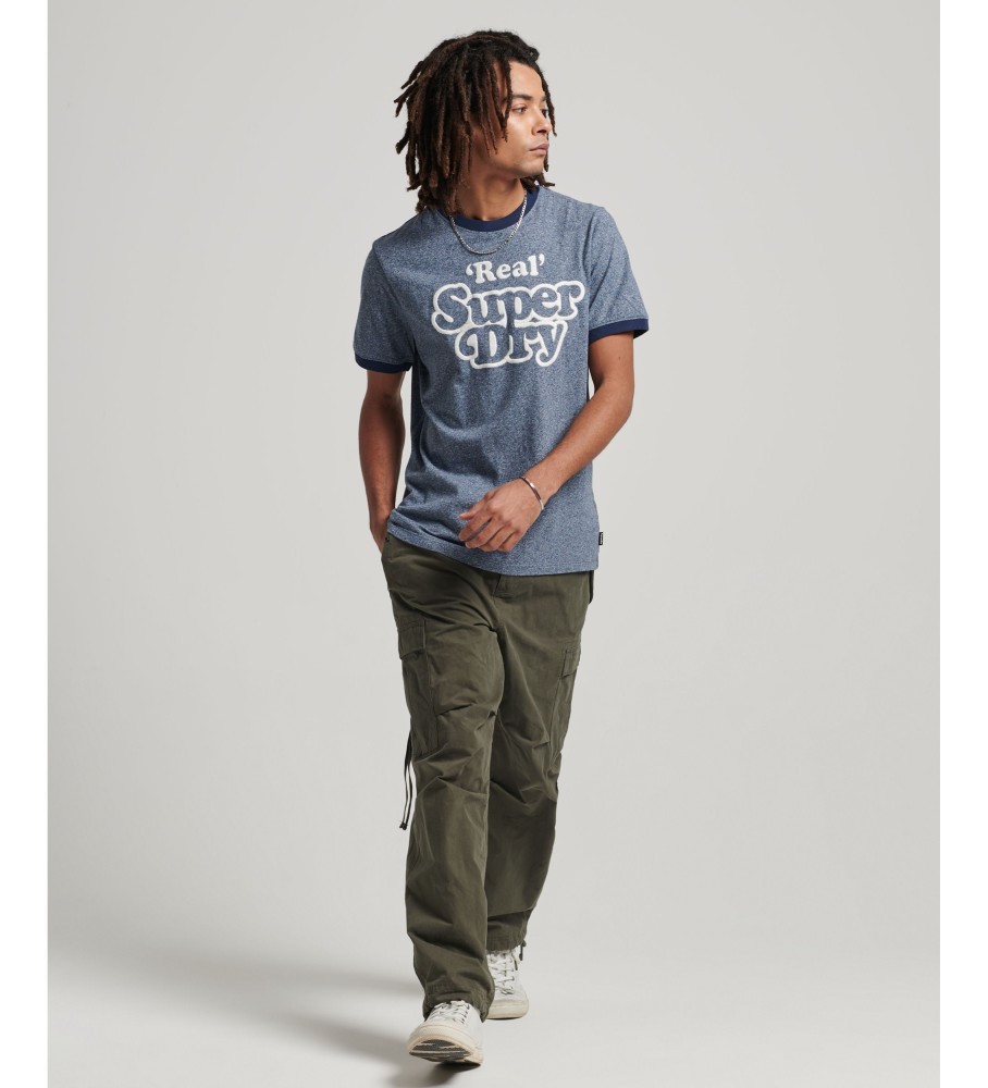 Camiseta canelada Superdry Vintage Cooper Class em algodão orgânico azul