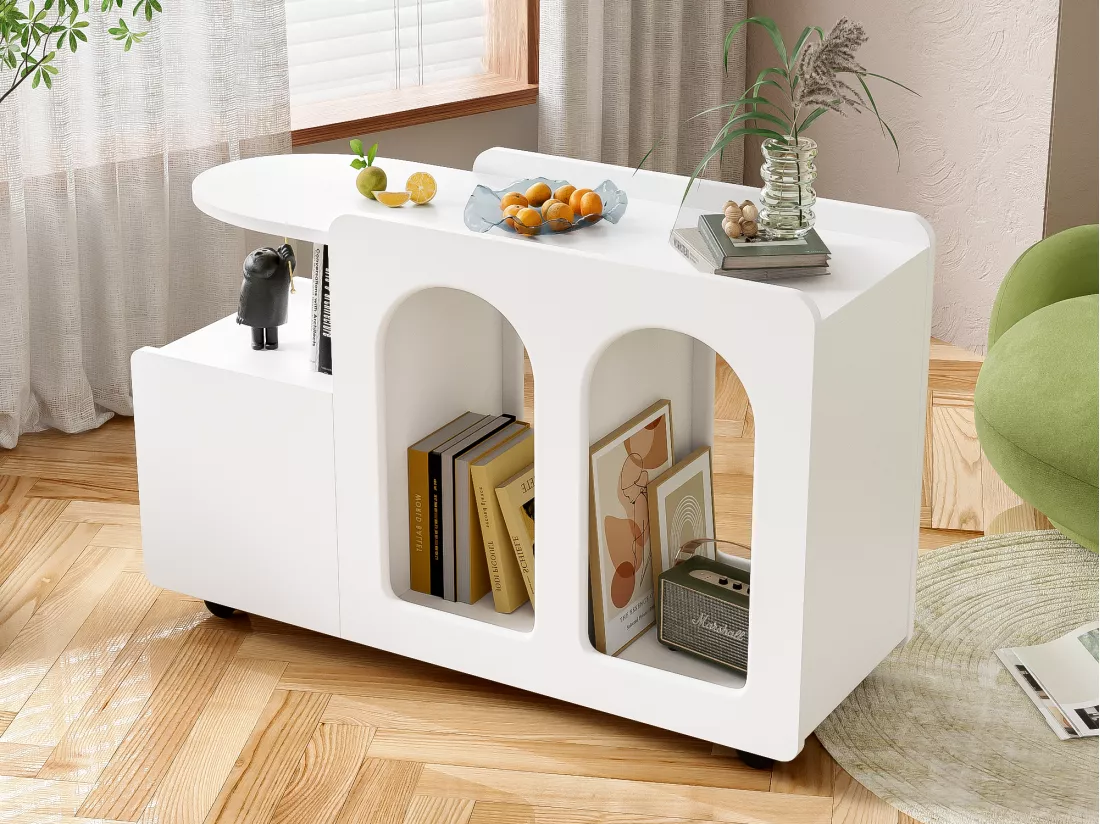 Buffet à roulettes - avec rangement multifonctionnel - designunique - Blanc