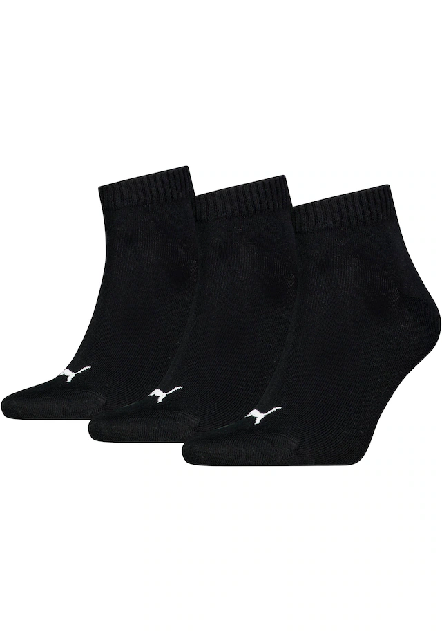 PUMA Kurzsocken »PUMA UNISEX QUARTER PLAIN 3P« 3 Paar, 3 Stk. tlg. Atmungsaktiv, Rippenbündchen, weiche Baumwollmischung